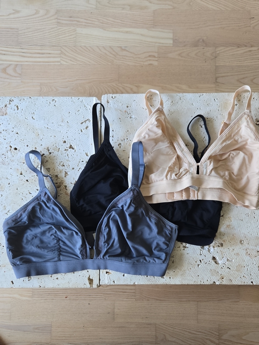 BUNDLE 3 x Lively Busty Bralettes in black, cream, gray 34D-32DD